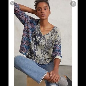 Anthropologie Pilcro Moira Ikat Print Pullover NWT